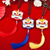 DIY Dancing Lion Embroidery Necklace for Women