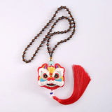 DIY Dancing Lion Embroidery Necklace for Women