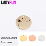 Dandelion Charm Laser Engrave Pendant Stainless Steel DIY Jewelry