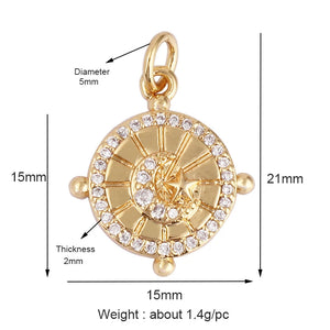 Dandelion Earth Star Heart Hand Charm 18K Plated CZ Paved