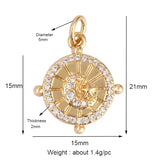 Dandelion Earth Star Heart Hand Charm 18K Plated CZ Paved