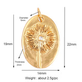 Dandelion Earth Star Heart Hand Charm 18K Plated CZ Paved