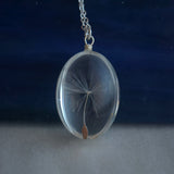 Dandelion Wish Real Flowers Pendant Sterling Silver Chain Necklace Women Choker