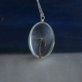 Dandelion Wish Real Flowers Pendant Sterling Silver Chain Necklace Women Choker