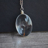 Dandelion Wish Real Flowers Pendant Sterling Silver Chain Necklace Women Choker