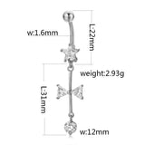Bow Zircon Belly Button Ring Surgical Steel Navel Piercing
