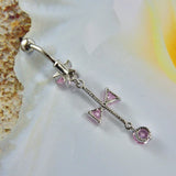 Bow Zircon Belly Button Ring Surgical Steel Navel Piercing