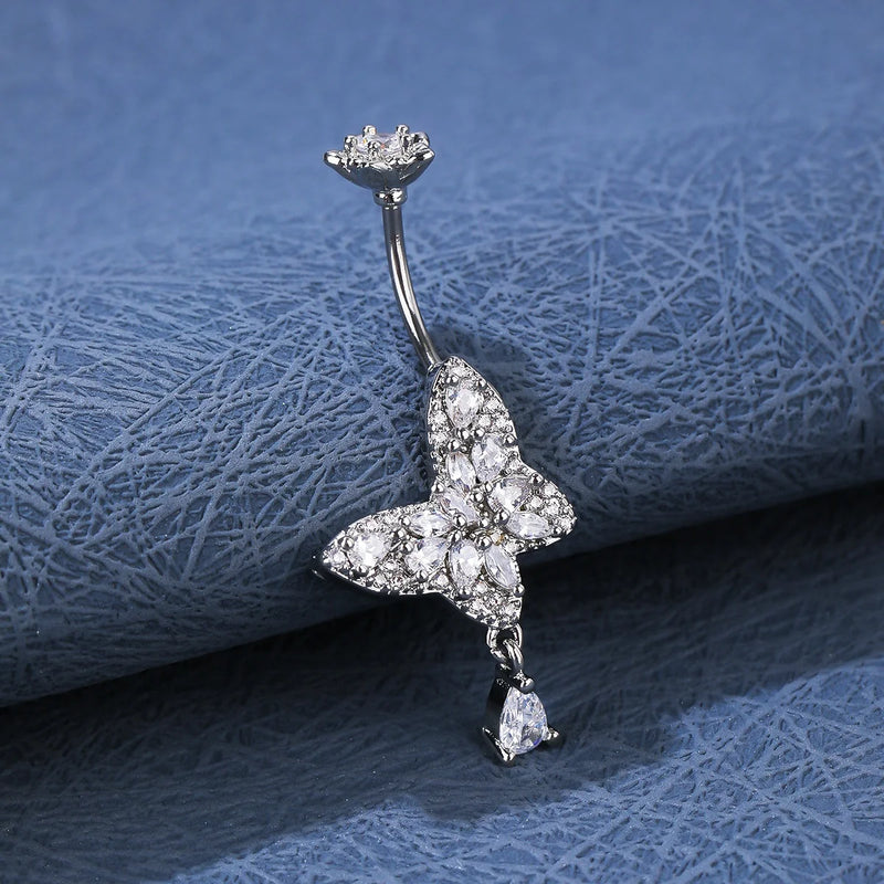 Butterfly Stainless Steel Navel Ring Piercing Jewelry