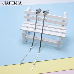 Stainless Steel Ear Plug Gauges Dangle Chain Earrings