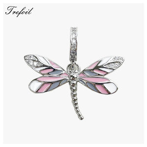 Pink Dragonfly Dangle Charm Pendant 925 Sterling Silver Jewelry