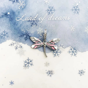 Pink Dragonfly Dangle Charm Pendant 925 Sterling Silver Jewelry