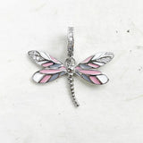 Pink Dragonfly Dangle Charm Pendant 925 Sterling Silver Jewelry