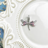 Pink Dragonfly Dangle Charm Pendant 925 Sterling Silver Jewelry