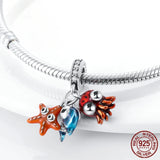 925 Sterling Silver Starfish Plane Travel Pendant Charm Beads for Bracelet