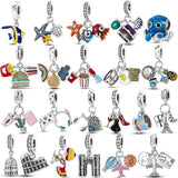 925 Sterling Silver Starfish Plane Travel Pendant Charm Beads for Bracelet