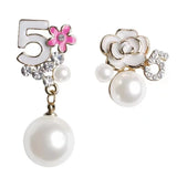 Pearl Number 5 Dangle Earrings
