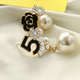 Pearl Number 5 Dangle Earrings