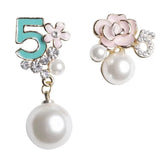 Pearl Number 5 Dangle Earrings