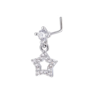 Cross Nose Ring for Women L Shape Nose Stud Piercing Jewelry