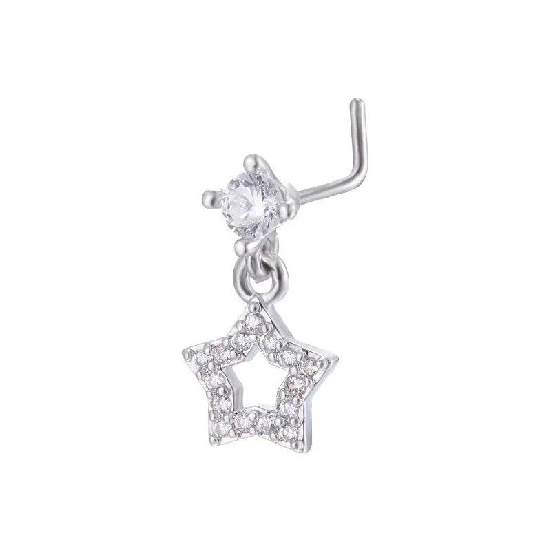Cross Nose Ring for Women L Shape Nose Stud Piercing Jewelry