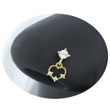 Butterfly Nose Ring 20G Surgical Steel CZ Heart Dangle Nose Stud