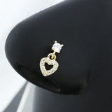 Butterfly Nose Ring 20G Surgical Steel CZ Heart Dangle Nose Stud