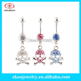 Skull Belly Button Ring Rhinestone Navel Piercing Body Jewelry