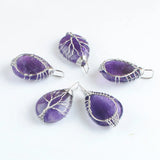 Tree of Life Amethyst Stone Pendant - Set of 5