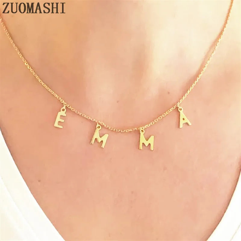 Dangle Name Necklace Personalized Initial Choker Name Jewelry