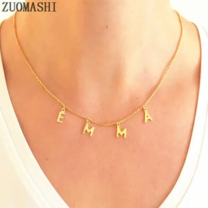 Dangle Name Necklace Personalized Initial Choker Name Jewelry