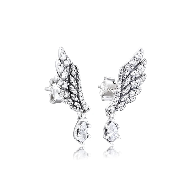 925 Sterling Silver Angel Wing Earrings