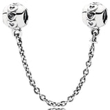 Two Tone Heart & Crown Safety Charm 925 Silver Bead Bracelet DIY
