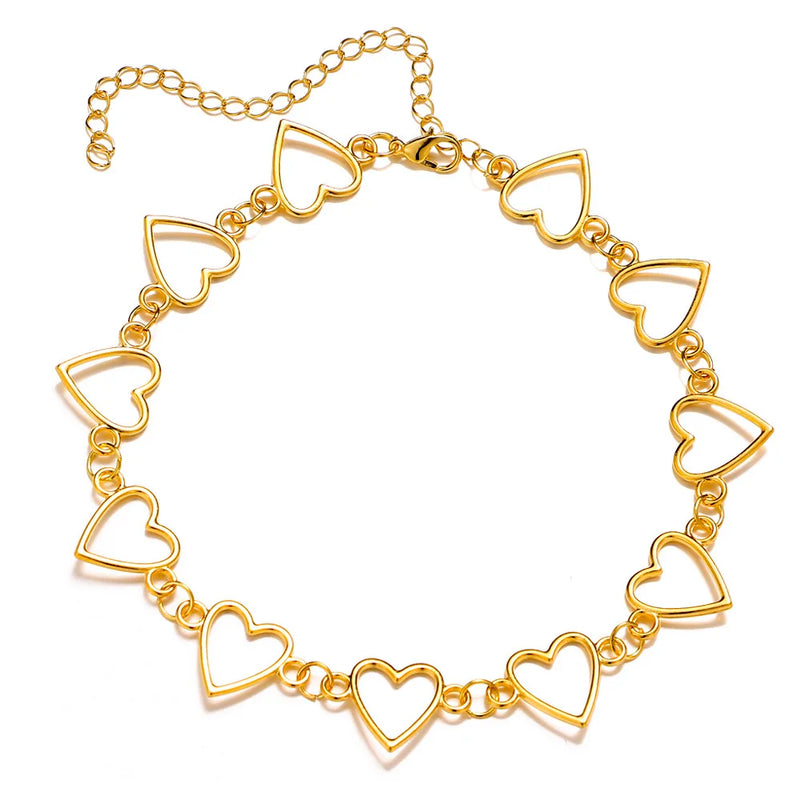 Danlery Hollow Sweet Love Heart Choker Necklace Statement