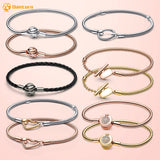 925 Silver Crown T-Bar Heart Closure Snake O Heart Chain Women Bracelets