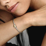 925 Silver Bracelet with Heart Clasp Snake Chain