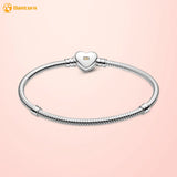 925 Silver Bracelet with Heart Clasp Snake Chain