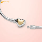 925 Silver Bracelet with Heart Clasp Snake Chain