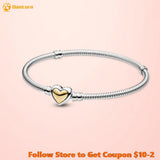 925 Silver Bracelet with Heart Clasp Snake Chain