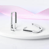 925 Silver Curved Pin Hoop Earrings Women Female Earrings