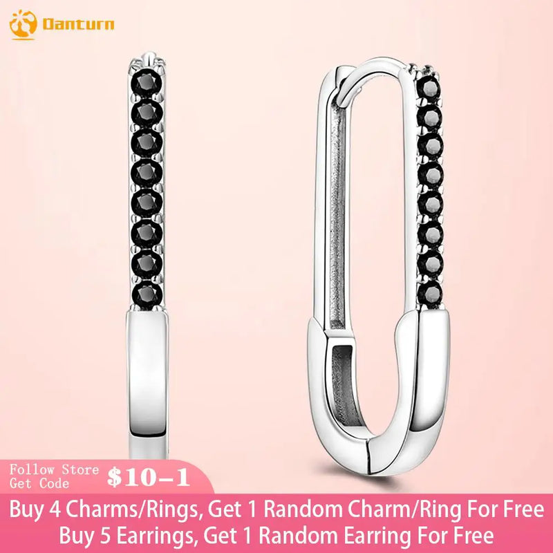 925 Silver Curved Pin Hoop Earrings Women Female Earrings