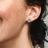 925 Silver Family Always Encircled Stud Earrings Women's Jewelry Gift