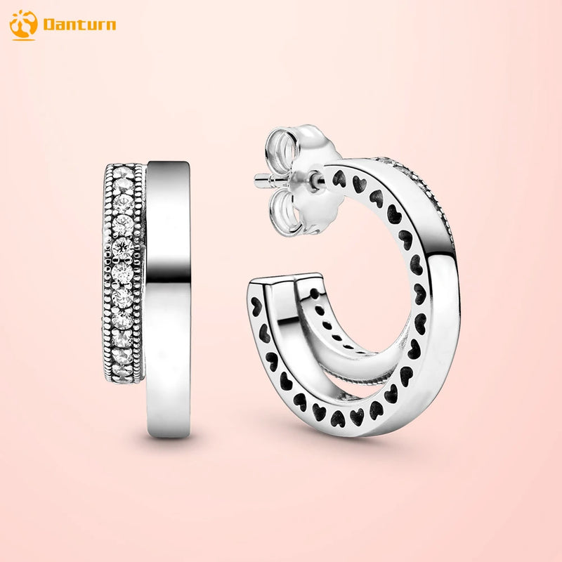 925 Silver Double Hoop Earrings for Women Jewelry Making Gift