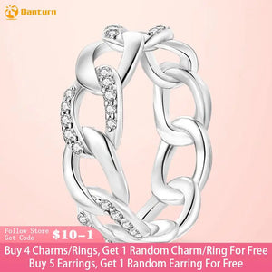 925 Silver Sparkling Chain Ring Women Engagement Ring