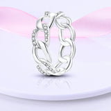 925 Silver Sparkling Chain Ring Women Engagement Ring