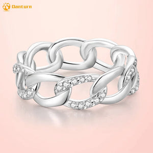 925 Silver Sparkling Chain Ring Women Engagement Ring