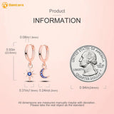 925 Silver Stud Earrings Rose Moon Star Hoop Earrings Women CZ Statement