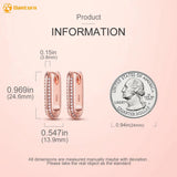 925 Silver Rose Gold Pav U-shaped Hoop Earrings
