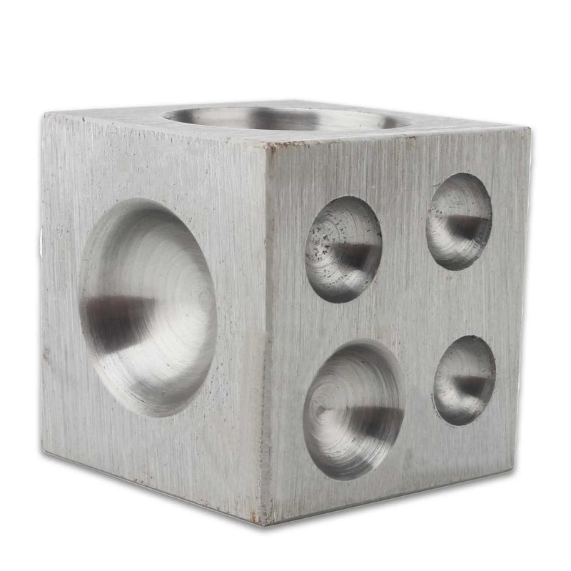 High Carbon Steel Dapping Block with 18 Round Cavities for Jewelry Making