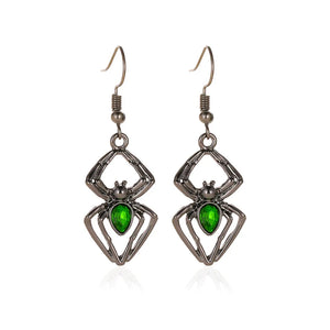 Vintage Spider Pendant Necklace Ring Earrings Set for Women Halloween Charm