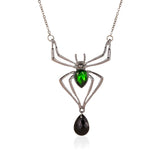 Vintage Spider Pendant Necklace Ring Earrings Set for Women Halloween Charm